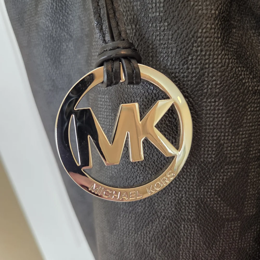 Michael Kors Black MK Monogram Drawstring Tote